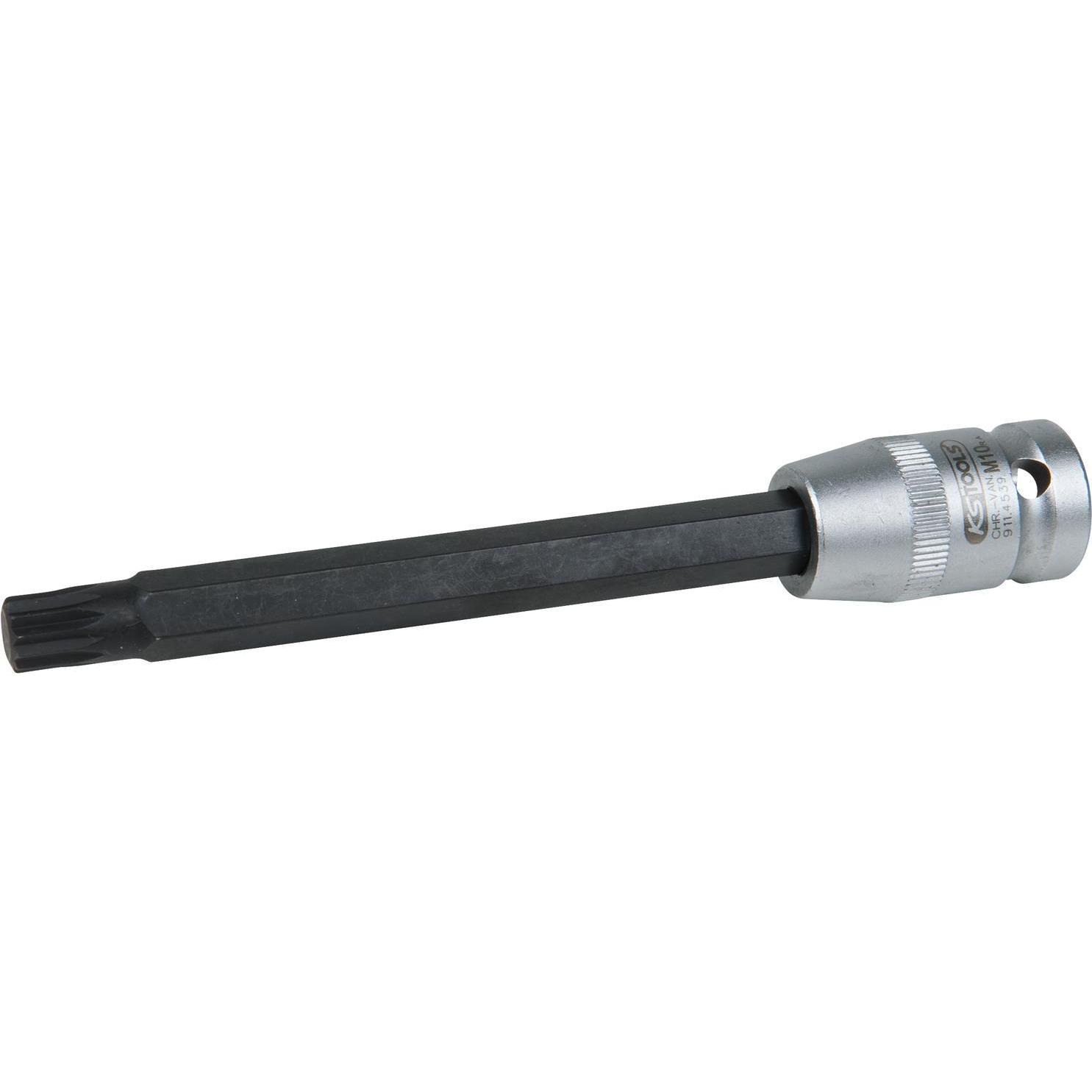KS Tools, Steckschlüssel + Stecknuss, 1/2" Bit-Stecknuss für Vielzahn (XZN)-Schrauben M12, Länge 140 mm, phosphatiert