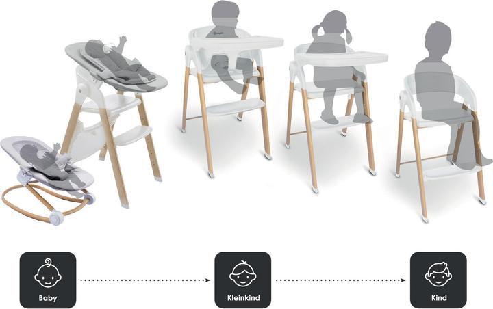 Actual product image BabyGo Levels Newborn Highchair weiss/Holzoptik (Highchair)