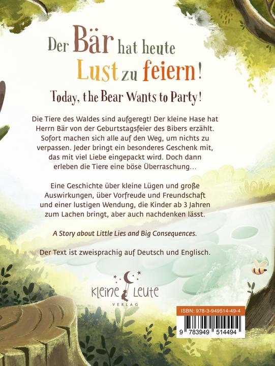 Actual product image Kleine Leute Verlag DerBärhatheuteLustzufeiernToday,TheBearWantstoParty (German, Ingo Blum, Rosina Spivak, 2025)
