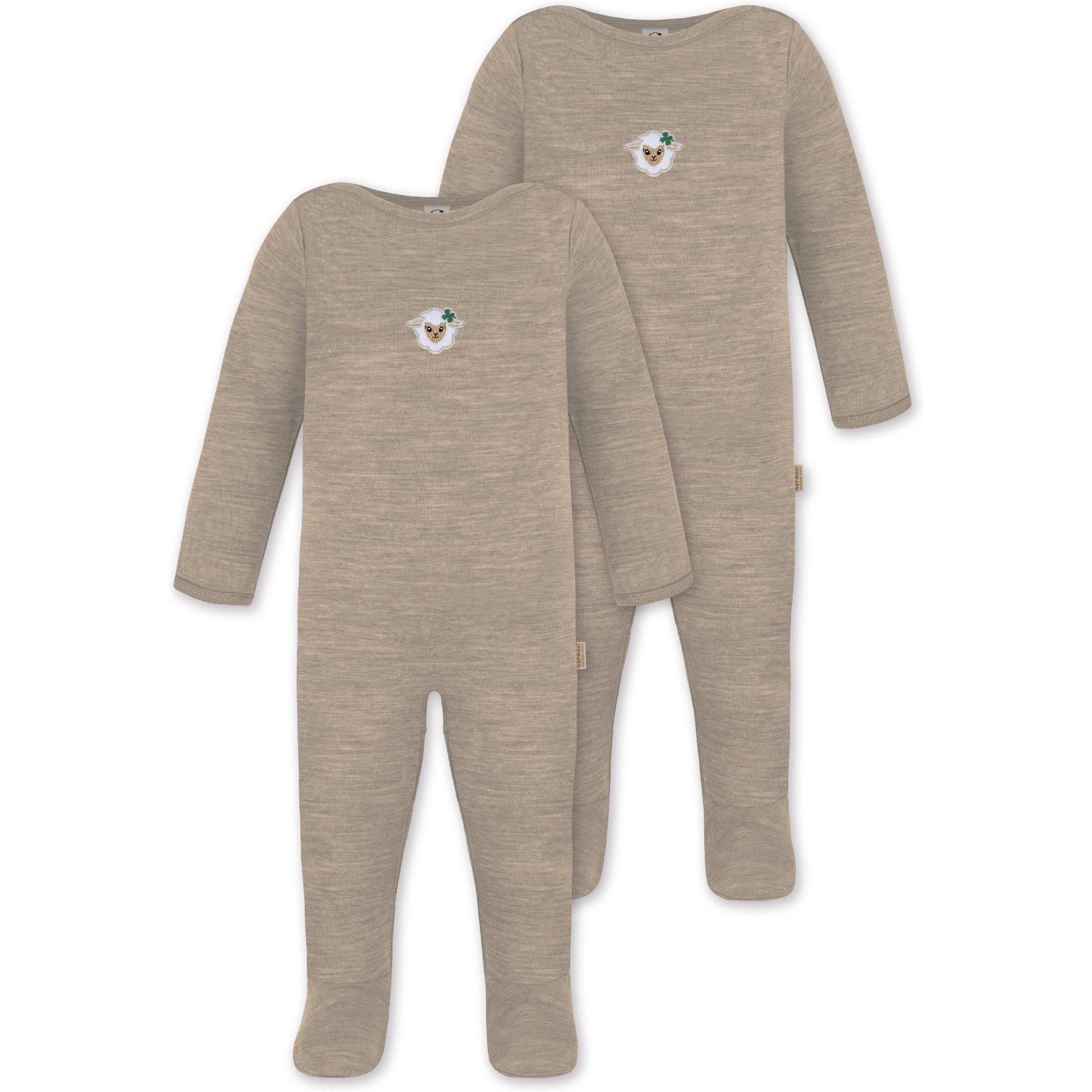 Normani, Herren, Strampler, 2er Pack Baby Merino Strampler „Levin" - 9411, Beige, (68)