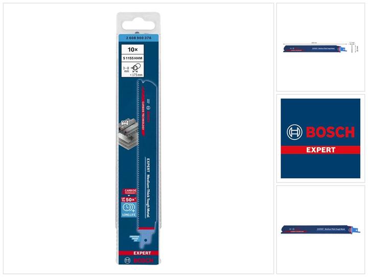 Produktbild Bosch Professional Zubehör EXPERT ‘Medium-Thick Tough Metal’ S 1155 HHM Säbelsägeblatt, 10 Stück