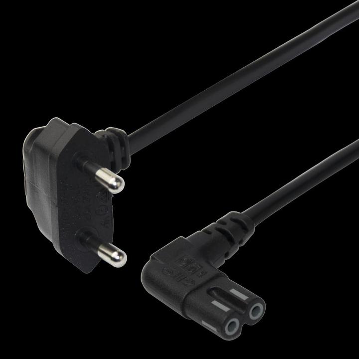 Produktbild Deltaco Power cable CEE 7/16 - C7, angled, 3m - Black (3 m)