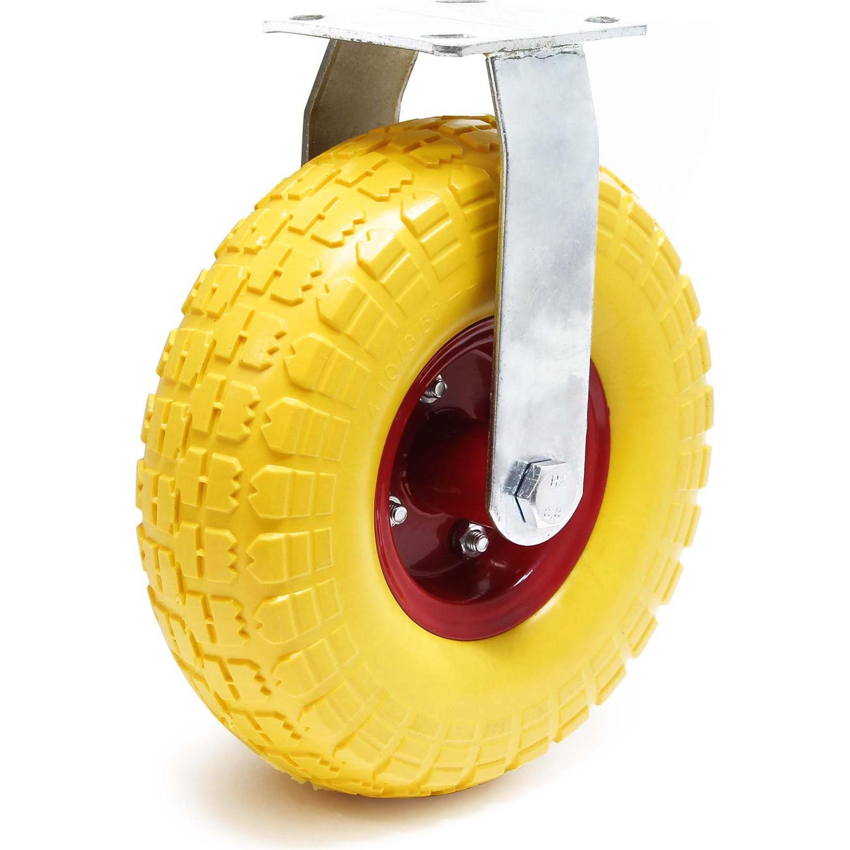 Wiltec, Möbelrollen, Bockrolle 258x78mm Transportrolle Metallfelge pannensicher 150kg gelb