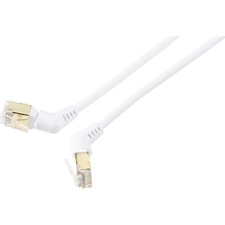 Renkforce RF-6071572 RJ45 Netzwerkkabel, Patchkabel CAT 8.2 S/FTP 1.00 m Weiss St (S/FTP, CAT8.2, 1 m), Netzwerkkabel