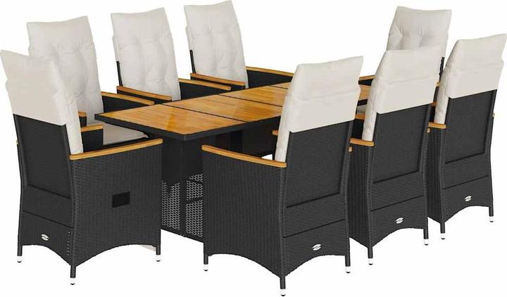 Image du produit VidaXL Meuble de jardin Ensemble de jardin 9pcs. noir Poly rotin (80 cm)