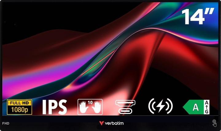 Produktbild Verbatim Portable 14" FHD Touch Monitor LIGHT incl. Power Bank 5000mAh (1920 x 1080 Pixel, 14")
