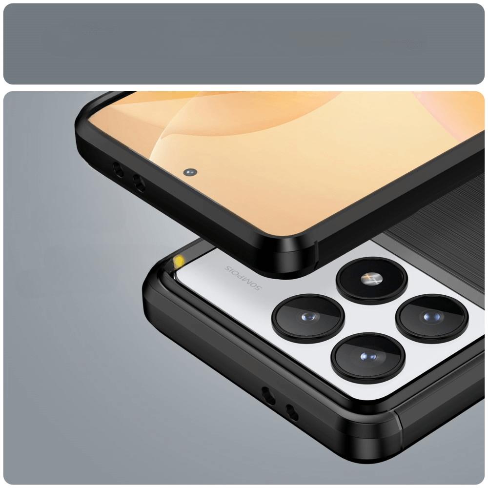 Cover-Discount Xiaomi Poco F6 Pro - Metall Carbon Look Hülle (Xiaomi Poco F6 Pro), Smartphone Hülle, Schwarz