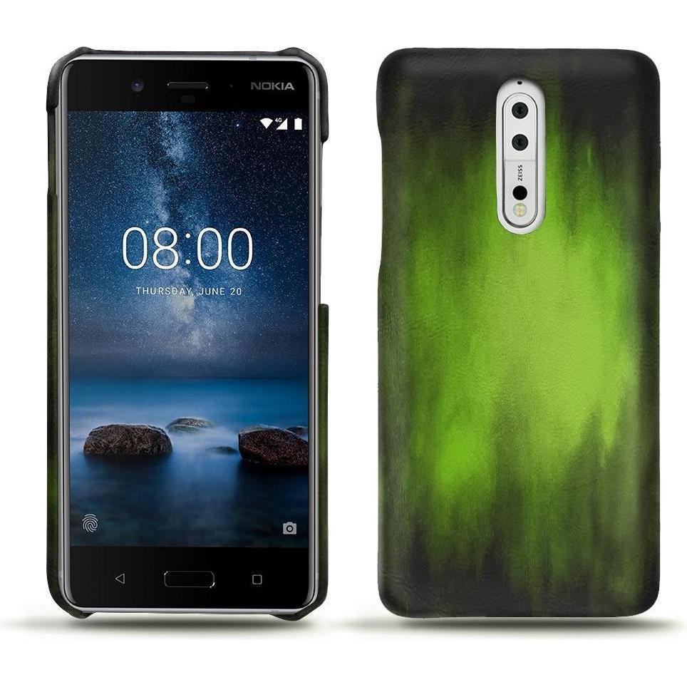 Noreve Lederschutzhülle (Nokia 8), Smartphone Hülle, Grün