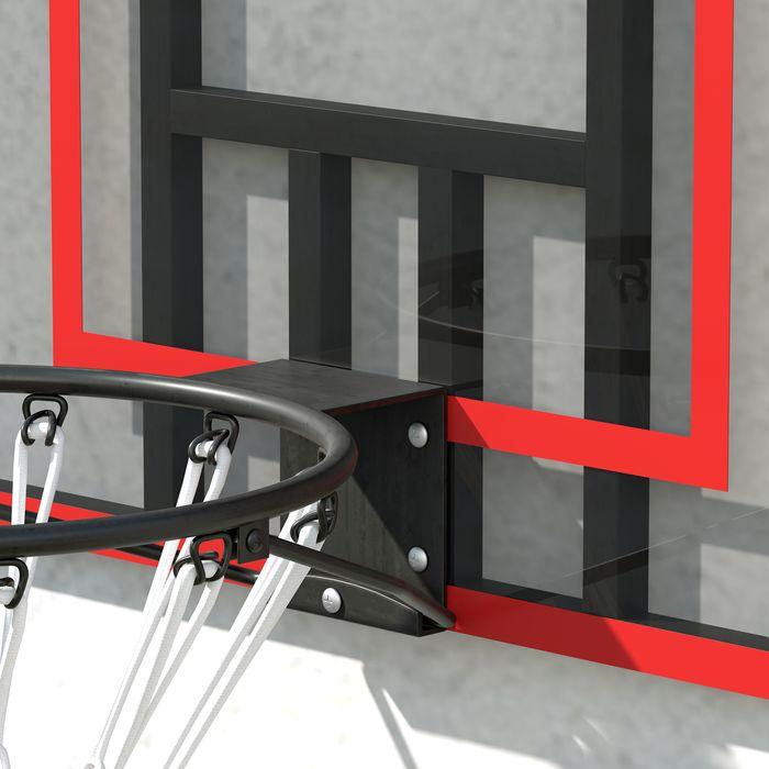 Actual product image Swisshandel24 Basketballkorb, Basketballbrett mit Korb, Wandmontage, für Outdoor, Stahl, rot