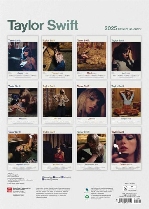 Actual product image Taylor Swift 2025 A3 Wall Calendar (A3)