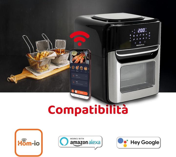 Produktbild Melchioni 118340034 fryer Single 12 L Independent 1700 W Heissluftfritteuse Schwarz, Sta
