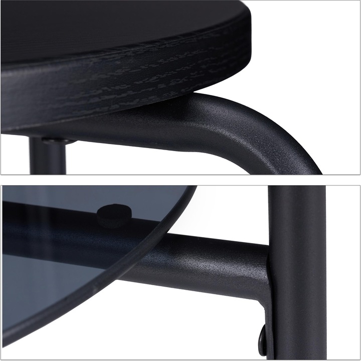 Actual product image Relaxdays Round Black Coffee Table (80 x 80 x 45 cm)