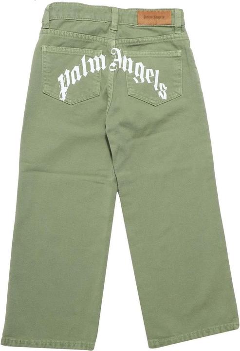 Actual product image Palm Angels Childrens/Kids Curved Logo Leather Badge Wide Leg Trousers (152)