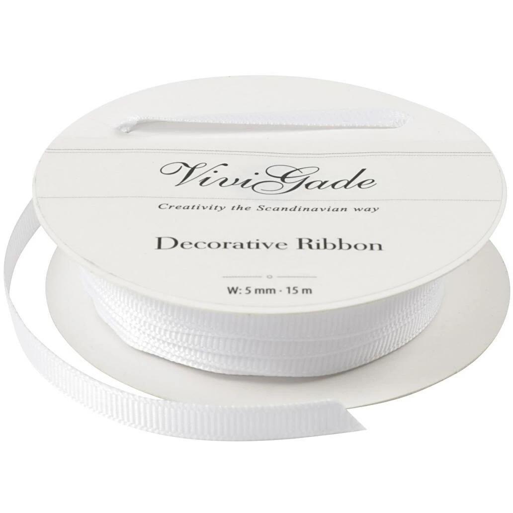 Creativ Company, Geschenkverpackung, Textilband 15 m Weiss (Geschenkband, 1 x)