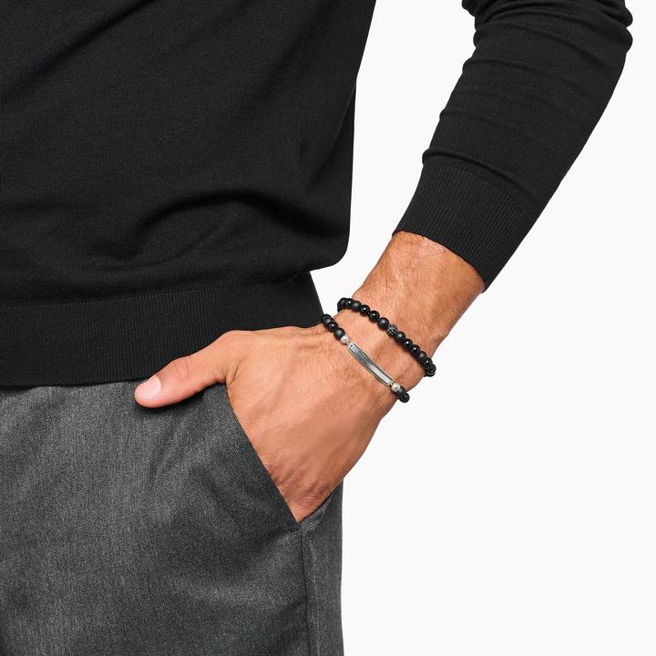 Immagine prodotto Thomas Sabo Bead Armband Obsidian schwarz (19 cm, Argento 925)