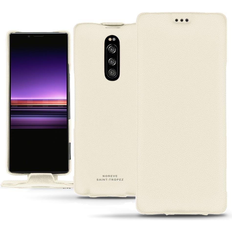 Noreve Lederschutzhülle vertikal (Sony Xperia 1), Smartphone Hülle, Weiss