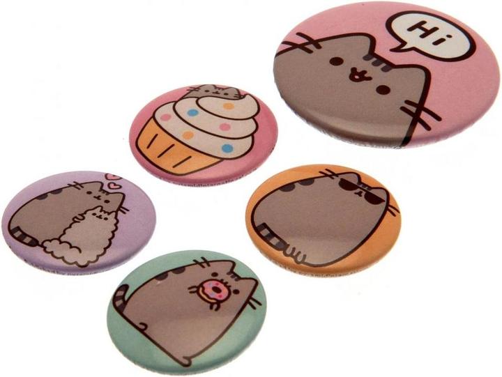 Actual product image Pusheen Buttons Pin Set 5Pack Metal
