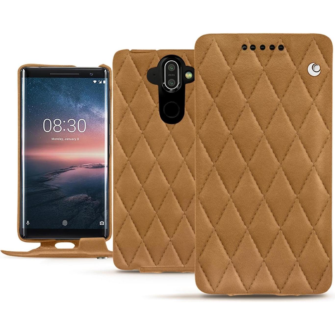 Thumbnail - Noreve Lederschutzhülle vertikal (Nokia 8 Sirocco), Smartphone Hülle, Braun