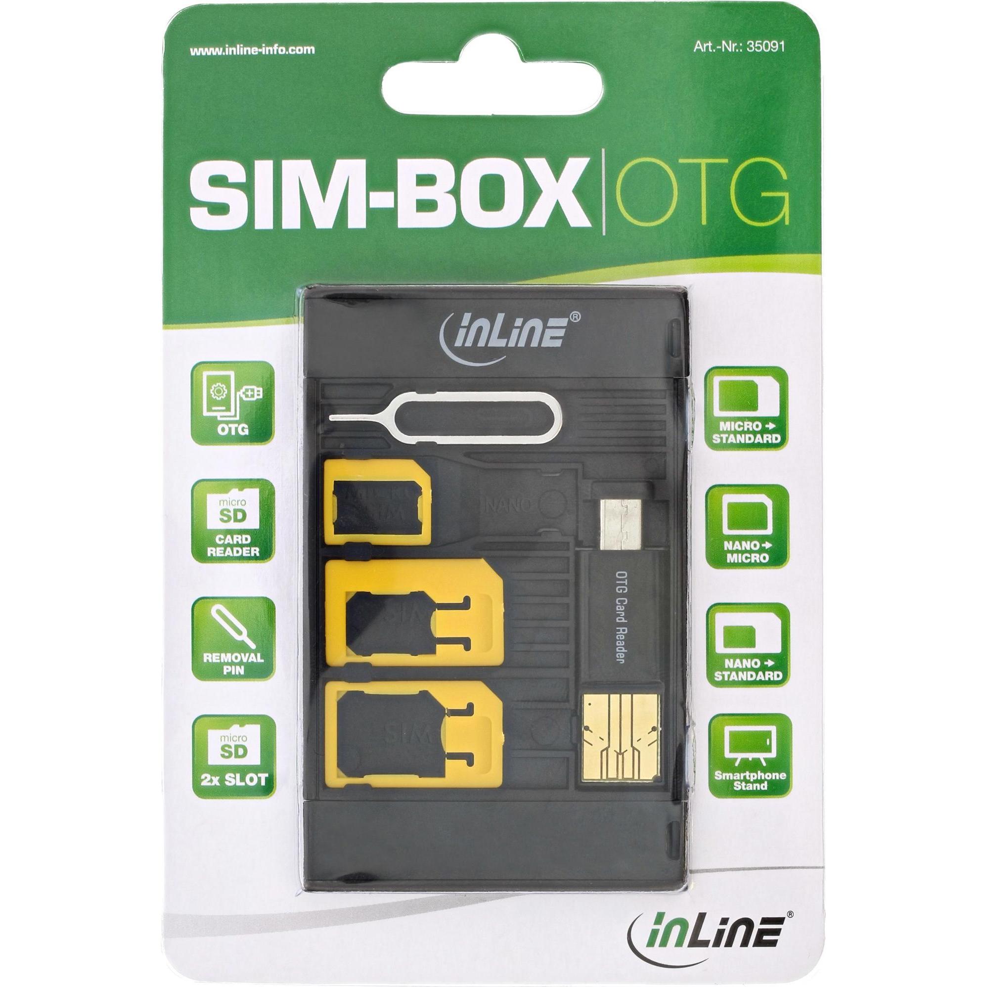 Thumbnail - InLine SIM-BOX Simkartenadapter und Zubehoerbox mit OTG Kartenleser, Weiteres Smartphone Zubehör, Schwarz