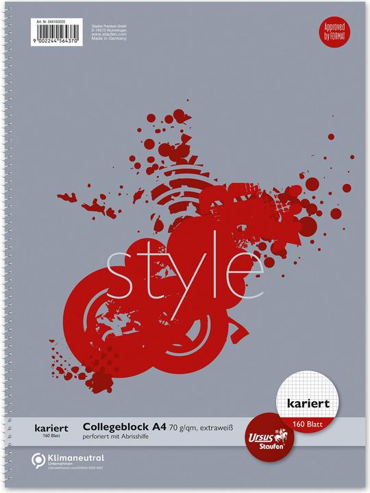 Image du produit Ursus Bloc-notes collège (A4, Quadrillé, Couverture rigide)