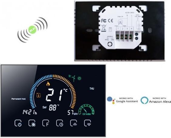 Produktbild Renov8 Smart Wi-Fi Thermostat with color LCD for gas boiler with dry contact - compatible 86x86 and round 6