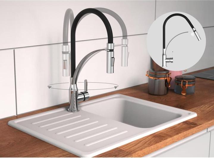Produktbild Eisl Wasserhahn Küche CARNEO Spültischarmatur Chrom Schwarz Brause Ausziehbar Schwenkbar NI183CARCRB