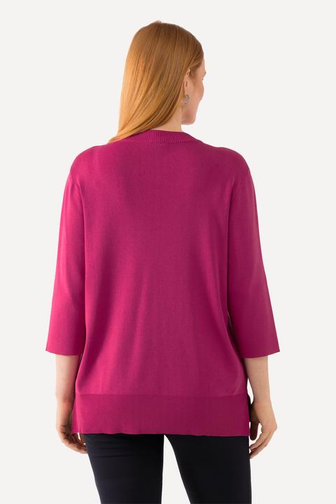 Produktbild Ulla Popken Pullover, Cut-Outs, Stehkragen, 3/4-Arm, Rippstrick (56)