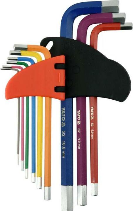 Actual product image Yato Hexagon spanner set, 9 pieces, longer arms, sizes 1.5-10 mm, S2 steel (YT-05631)