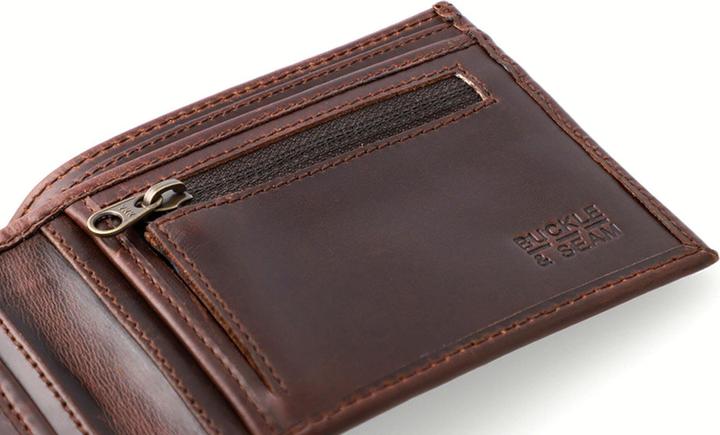 Actual product image Buckle & Seam Leather wallet Bill Brown