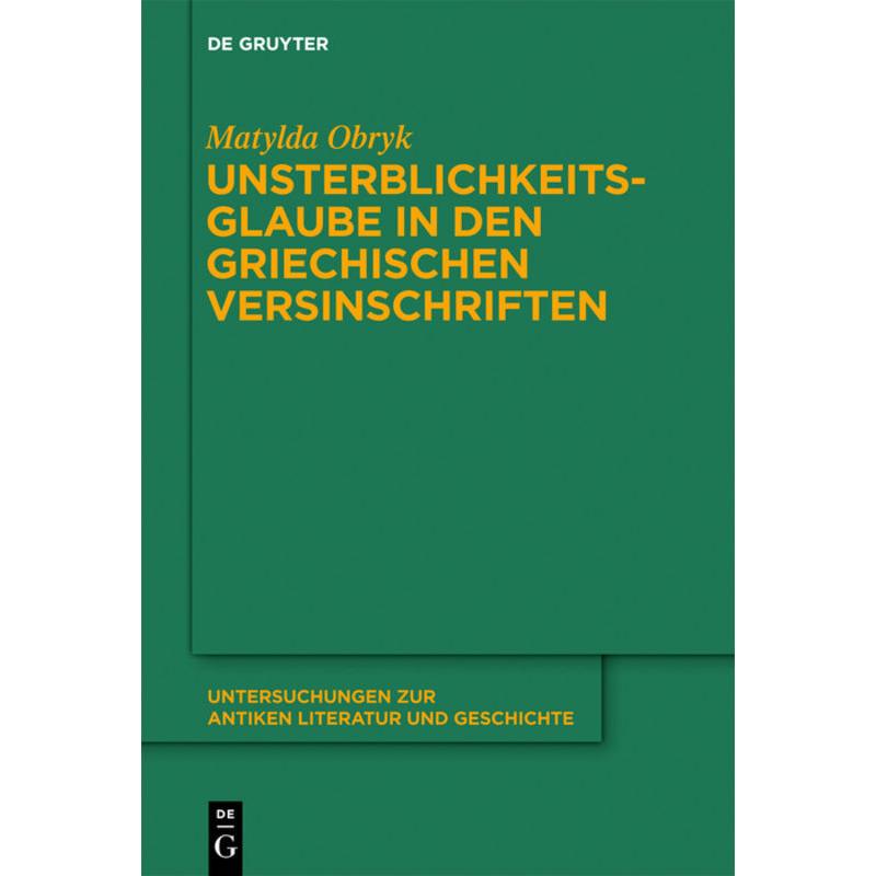 Obryk:Unsterblichkeitsglaube in den gri, Fachbücher von Matylda Obryk