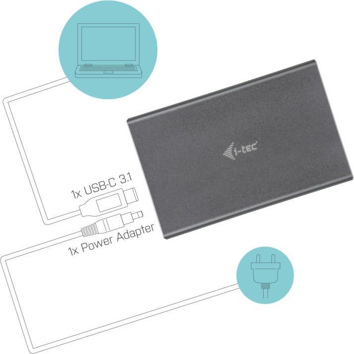 Actual product image i-tec USB-C 3.1/3.0 MySafe hard drive enclosure for 2x SATA M.2 hard drives RAID 0/1/JBOD USB-C 3.1 Gen... (2.5", M.2)