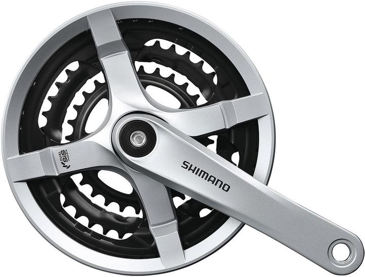 Actual product image Shimano FC-TY501 crankset 6/7/8-speed 48-38-28 T. with chain guard ring (170 mm)