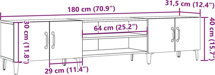 Image du produit VidaXL TV Schrank Tisch Lowboard Fernsehschrank Fernsehtisch Altholz-Optik (180 x 31.5 x 40 cm)