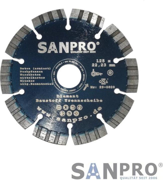 Immagine prodotto Nozar Diamantwerkzeuge SANPRO Disco diamantato per materiali edili 125 mm (per calcestruzzo, clinker, mattoni,?)