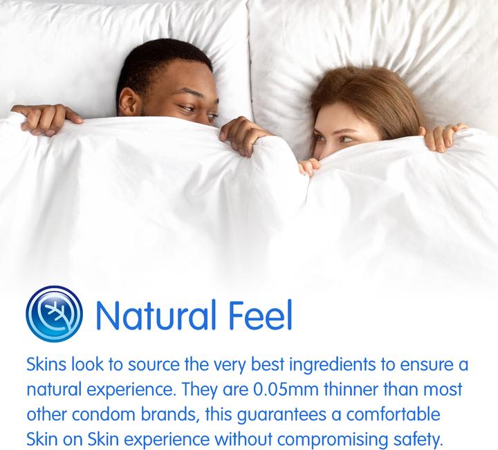 Actual product image Skins Natural" 12 natural condoms made of crystal clear latex - without latex odour (12 pcs.)