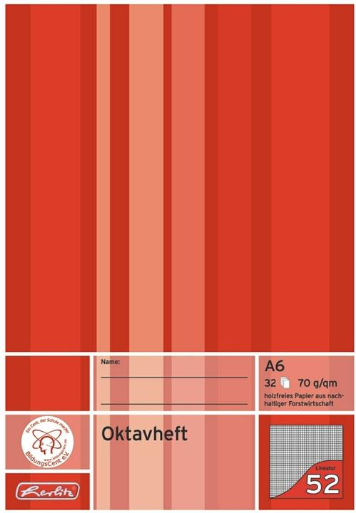 Nutritional values and ingredients Herlitz Octavo notebook x.book, DIN A6, squared, 70 gsm, 32 sheets (A6, Checked, No binding)