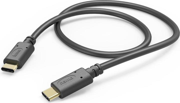 Hama USB-Kabel, USB-C - USB-C, 1 m, Schwarz (1 m, USB 2.0, 60 W)