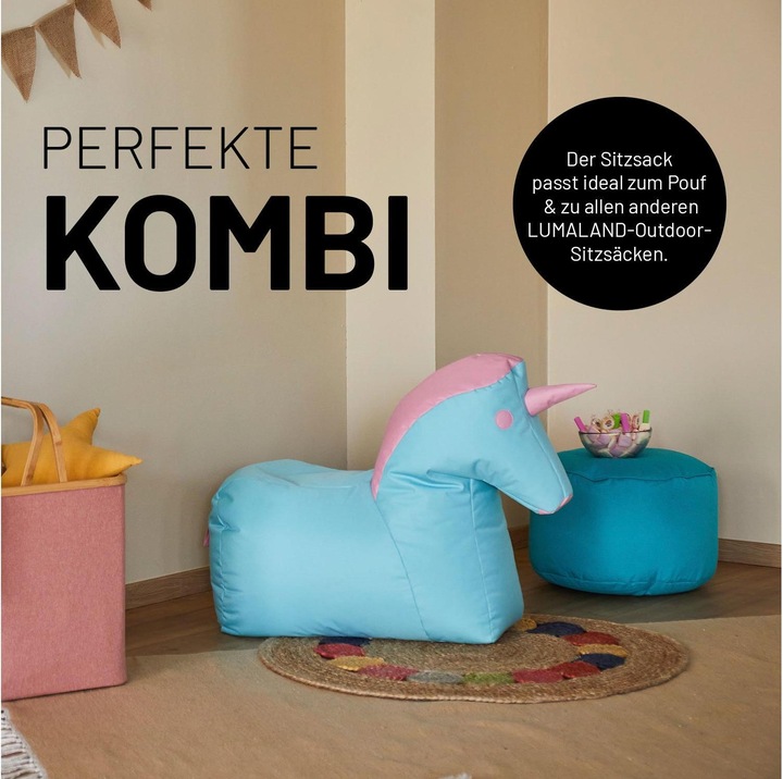 Produktbild Lumaland Sitzsack Einhorn 120 L, 75 x 65 cm