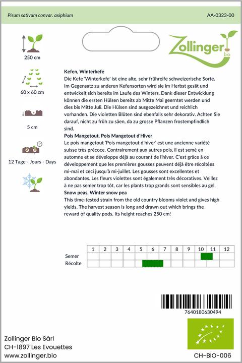 Produktbild Zollinger Bio Kefen (Keimlinge)