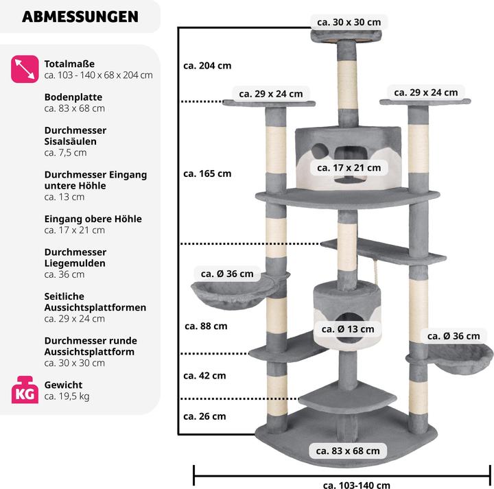 Immagine prodotto tectake Nelly (204 cm, Grigio/bianco)