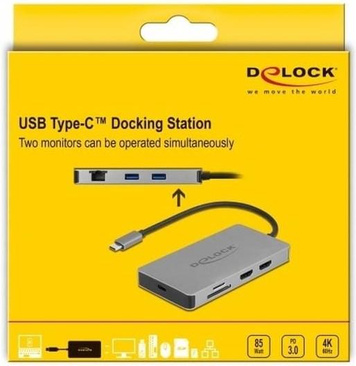Immagine prodotto Delock Docking station USB Type-C™ 4K (USB-C, 2 porte)