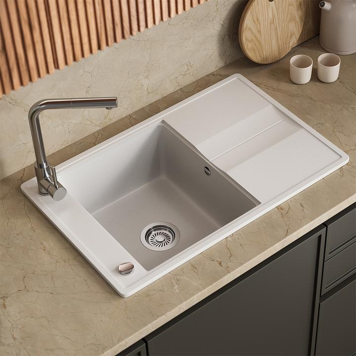 Produktbild Bergström Spülbecken Kyoto, Weiss, 78 x 50 cm (Einbauspüle mit Abtropffläche, 50 cm, 78 cm)