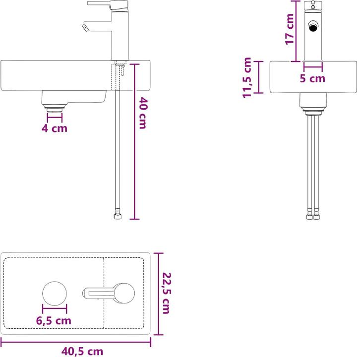 Produktbild vidaXL Badezimmerwaschbecken (225 mm, 405 mm)