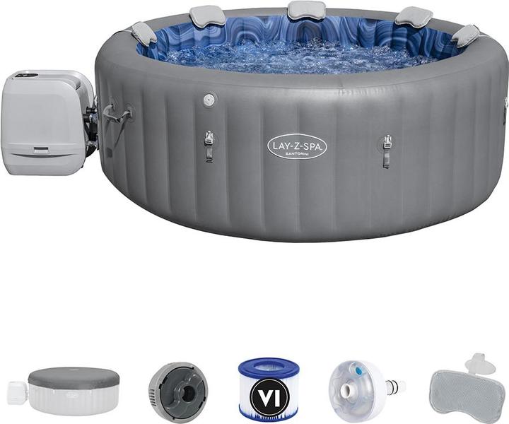 Actual product image Bestway LAY-Z-SPA Santorini Energieeffizienter s marter aufblasbarer Whirlpool 5–7 Pers. (7 Persons)