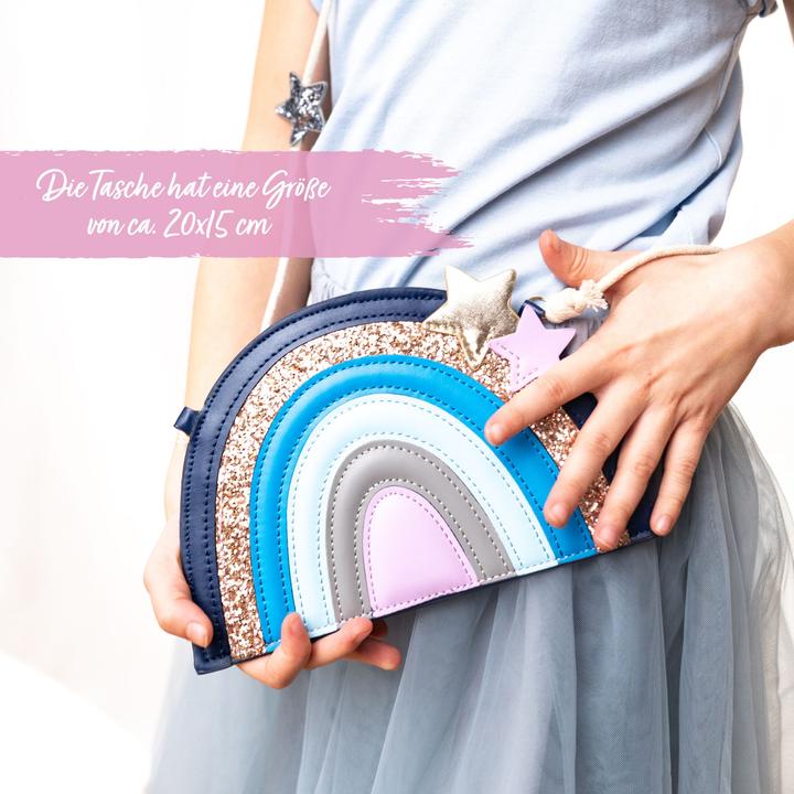 Immagine prodotto Papierdrachen Kinderhandtasche – Regenbogen blau