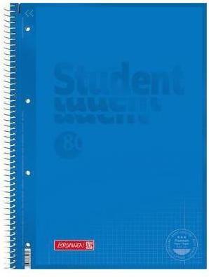 Actual product image Brunnen College notepad Student Colour Code DIN A4 squared with margin inside/outside 90g/m² azure blue 80 (A4, Checked, No binding)