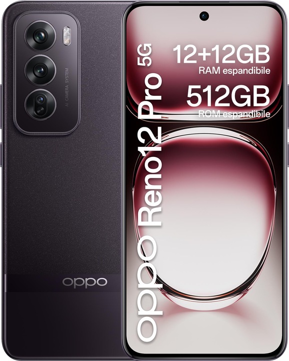 Image du produit OPPO Reno12 Pro (512 Go, Nebula Noir, 6.69", Double SIM, 50 Mpx, 5G)