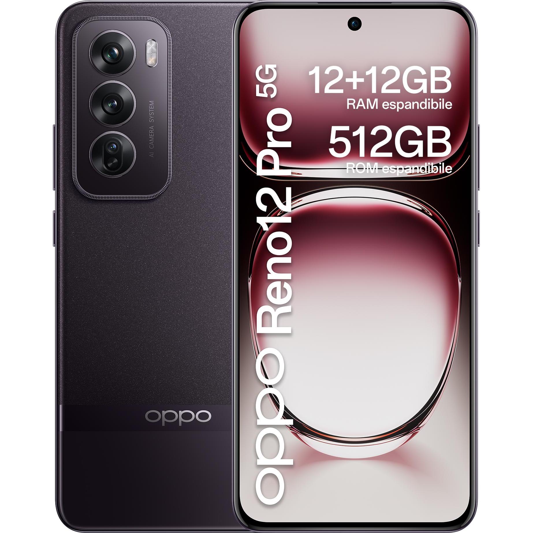 OPPO Reno12 Pro (512 GB, Nebula Black, 6.70", Dual SIM, 5G), Smartphone, Schwarz