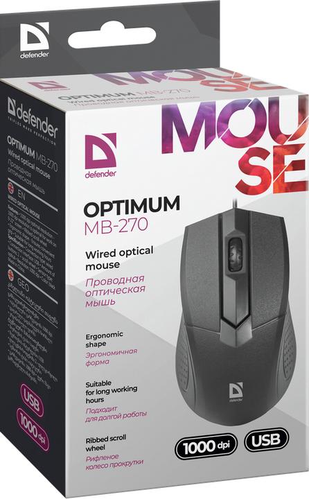 Actual product image Defender Optimum MB-270 - mus - USB - (Cable)