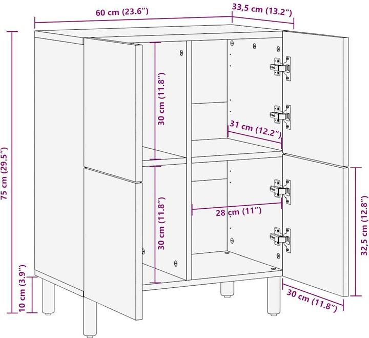 Produktbild vidaXL Sideboard (33.50 x 33.50 x 75 cm)